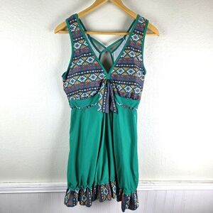 Women's Plus Size Cocopear Geometric Southwest Patterned Sleeveless Swim  Dress